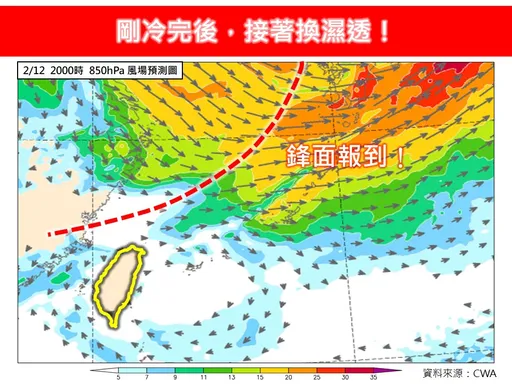 寒流持續發威！鋒面強襲「冷完換濕透」　全台炸雨時間曝