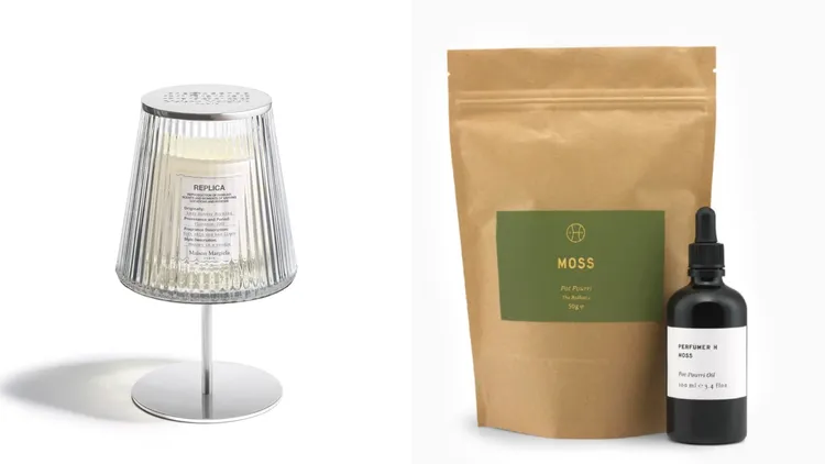 Maison Margiela香氛蠟燭燭台（左）6700元；Perfumer H擴香擺飾組_苔（右）4200元。品牌提供