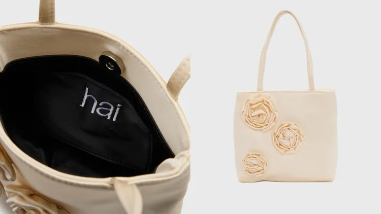 hai Thea玫瑰絲質手袋，4880元。品牌提供