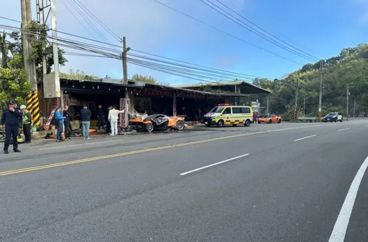 陳男駕駛超跑在台3線134.5公里處彎道失控。翻攝照片