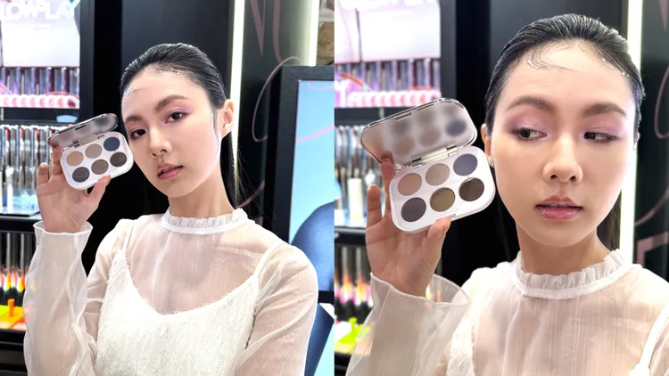 Model示範未來銀灰系列眼影。張家玲攝