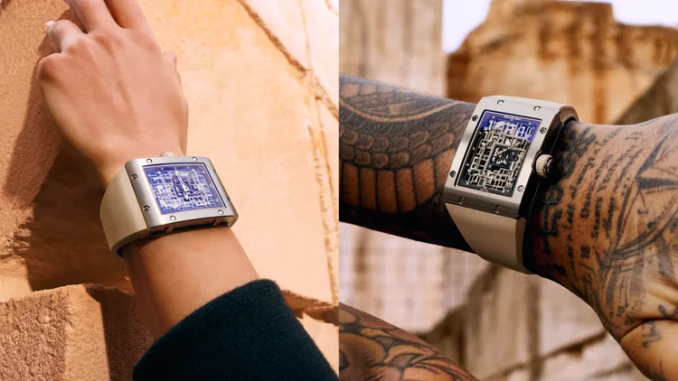 RICHARD MILLE RM 16-02超薄自動上鍊腕錶，36 x 45.65mm，五級鈦合金錶殼，自製CRMA9自動上鍊機芯，動力儲存50小時，防水深度30米。品牌提供