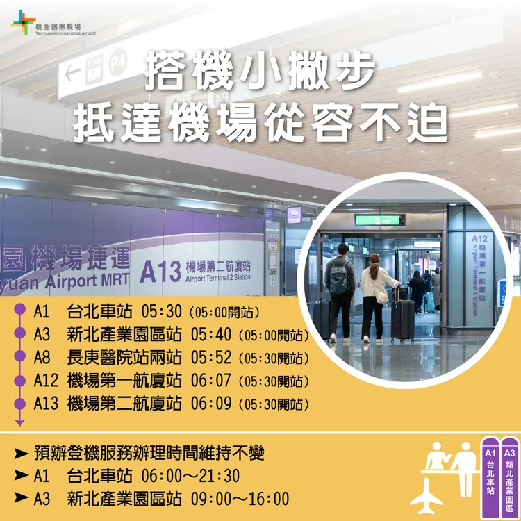 機捷期間首班由台北車站出發的加班車今起增靠新北產業園區站、長庚醫院站。桃機提供