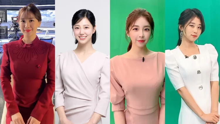 MBC氣象主播李賢承（左圖起）、金可英、崔雅利、朴荷明被點名是霸凌4人幫。翻攝IG