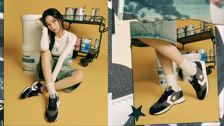 Karina改以休閒造型搭配黑色Omega Trainer，2480元。翻攝converse_kr IG