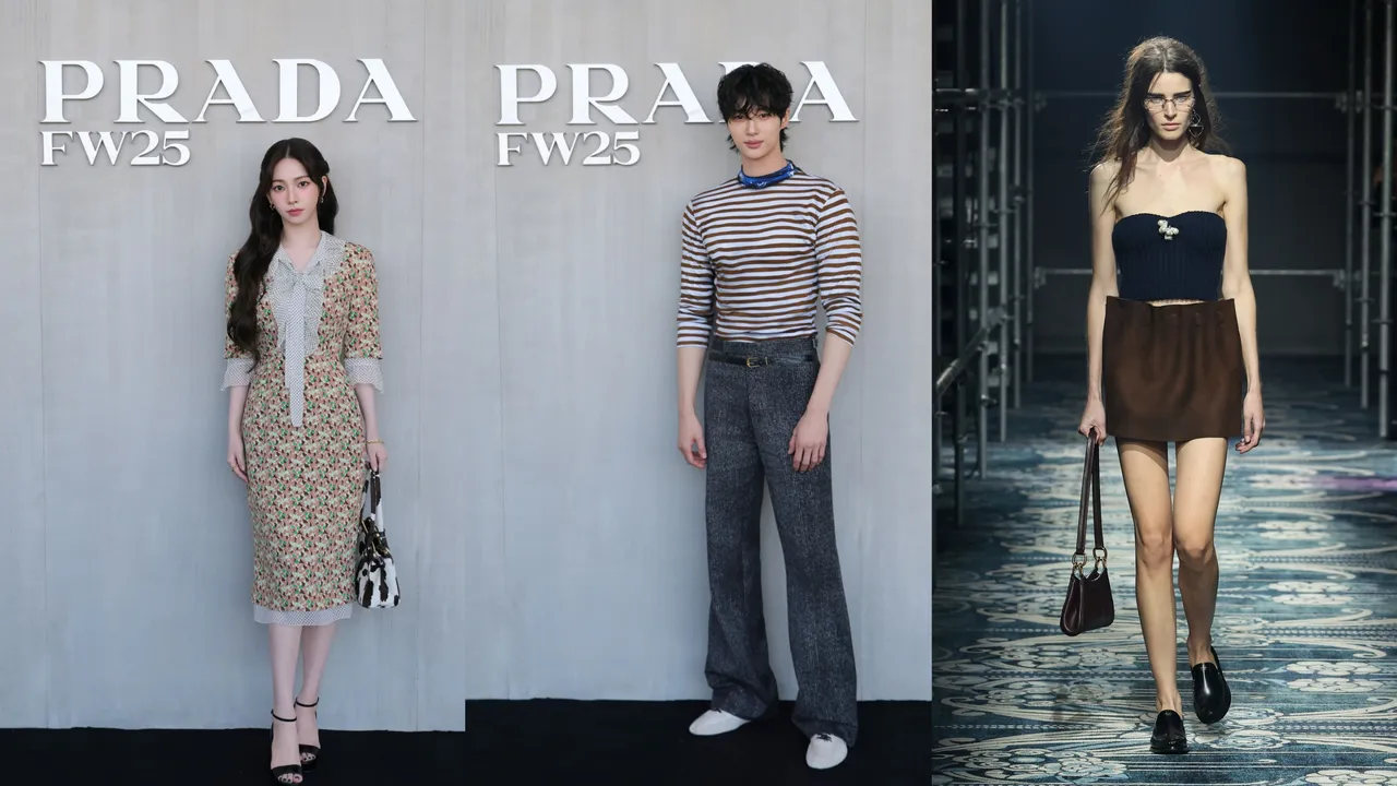 Karina、邊佑錫現身PRADA 2025秋冬女裝大秀。品牌提供
