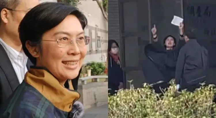 為符合交保規定，林岱樺傍晚在調查人員戒護下搬家。民眾提供