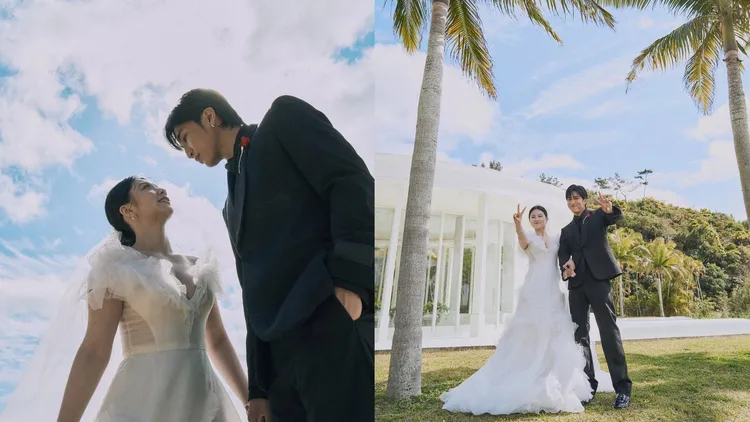 婁峻碩和焦凡凡佩戴Tiffany珠寶，在沖繩舉辦浪漫海島婚。翻攝婁峻碩IG