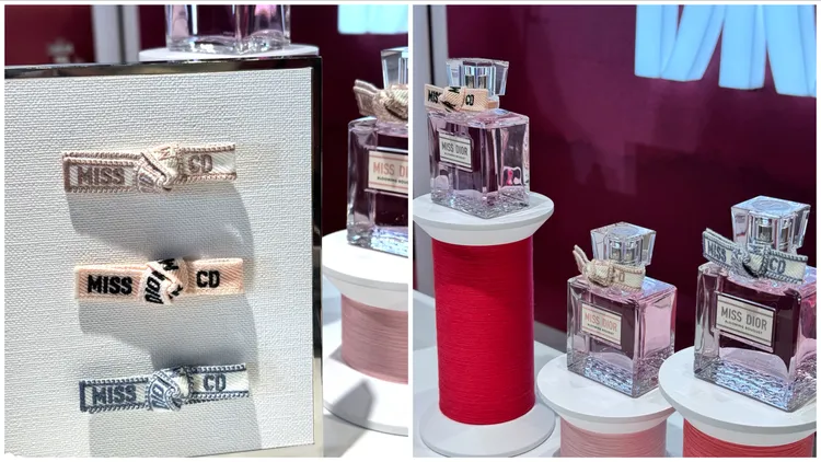 花漾迪奧淡香水高訂刺繡版緞帶訂製服務，可自由選擇3款單耳蝴蝶結、瓶身標籤並刻字