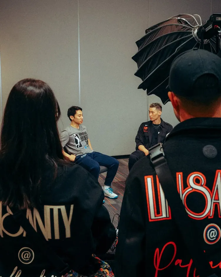 兩人一起接受訪問。翻攝自林書豪IG