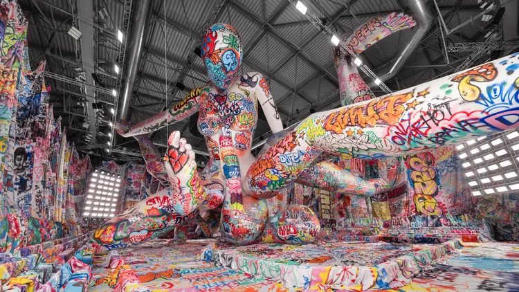 Diesel打造出3.2公里的塗鴉布料。品牌提供