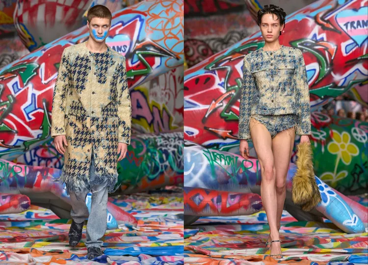 優雅的千鳥格緹花以層疊又破壞的樣式交織而成。品牌提供