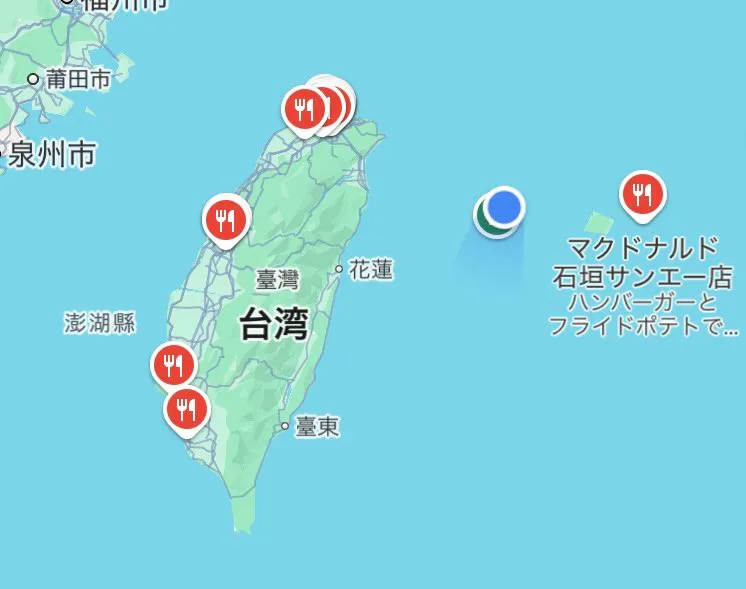 X平台上有用戶分享離石垣島最近的麥當勞就在台灣。翻攝X@yonaguni_kanko