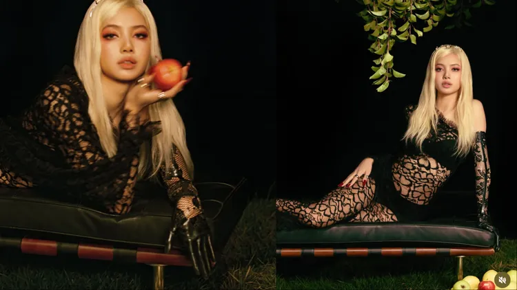 Lisa身上的Luis De Javier黑色透膚蕾絲連身褲辣到不行。翻攝Lisa IG