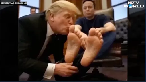 川普吸吮馬斯克腳趾表情好沉醉!AI片瘋傳