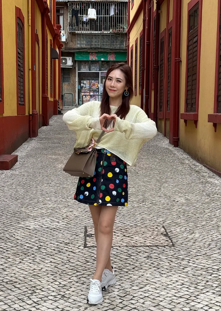 吳申梅澳門走春，到不少景點留下美麗倩影。圖／吳申梅提供