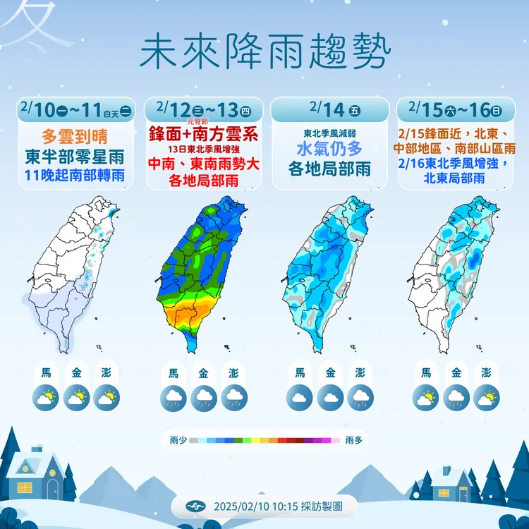未來降雨預報。氣象署提供
