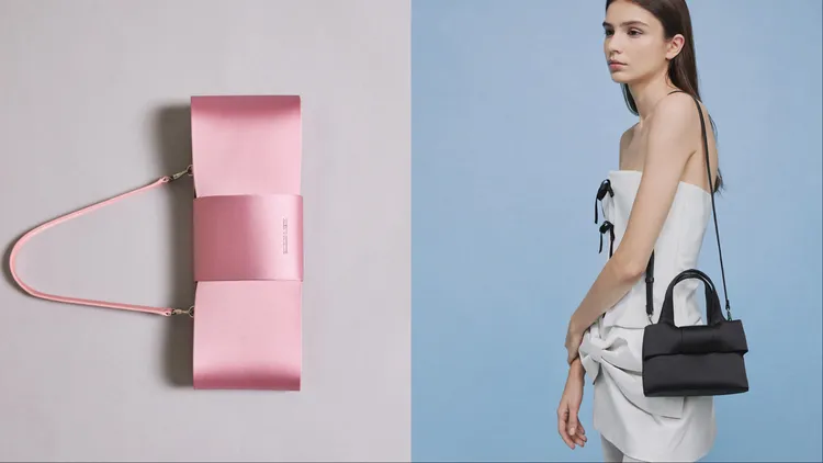 蝴蝶結長形肩背包（左）2390元、蝴蝶結手提包（右）1990元、。品牌提供