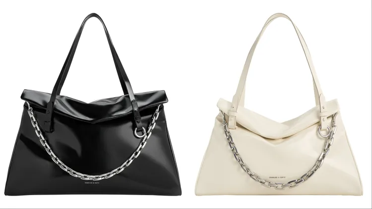 CHARLES & KEITH Andromeda摺疊大托特包（左）3490元、Andromeda摺疊托特包（右）3190元。品牌提供