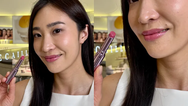 Model示範花妍絢光潤唇彩春遇舞蝶#琉璃灰蝶。張家玲攝