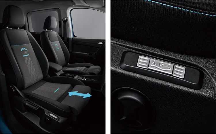 Active車型雙前座採用專屬AGR-Premium人體工學座椅（含Active專屬標誌、腿部延伸支撐、8向手動調整、4向電動腰靠功能、加熱功能）。業者提供
