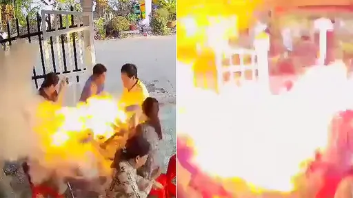 驚悚影片|6親友聚餐「火鍋爆炸」 聽到異聲要逃已來不及