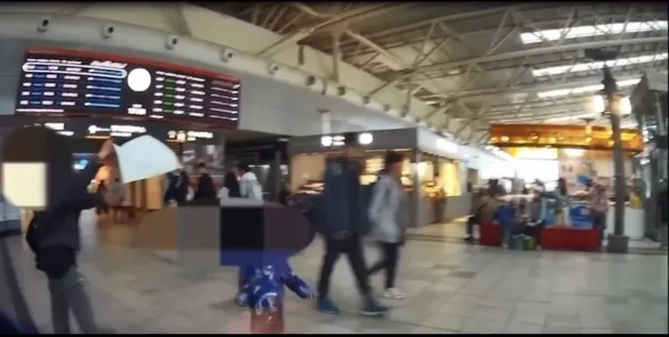 由於勸導不聽，警方將蔡婦帶回，被目擊民眾拍下影片上傳。翻攝照片