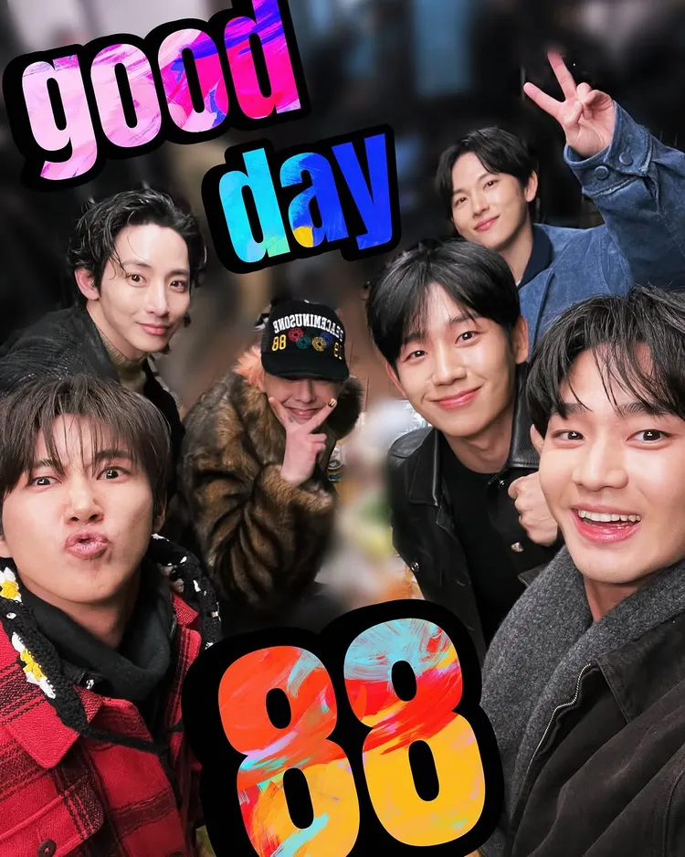 《Good Day》找來1988年的藝人，組成「1988之國」，黃光熙（左起）貼出與李洙赫、GD、丁海寅、任時完、金秀賢合照。翻攝黃光熙IG