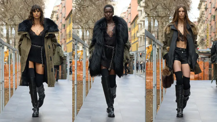 Dolce & Gabbana在酷帥氣息中仍以黑色蕾絲延續魅惑風格。品牌提供