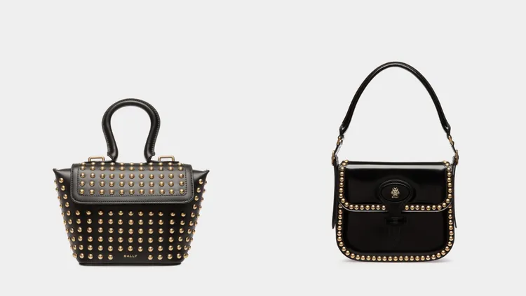 Bally Belle鉚釘提把包（左）6萬3000元、Beckett鉚釘提把包（右）9萬1800元。品牌提供