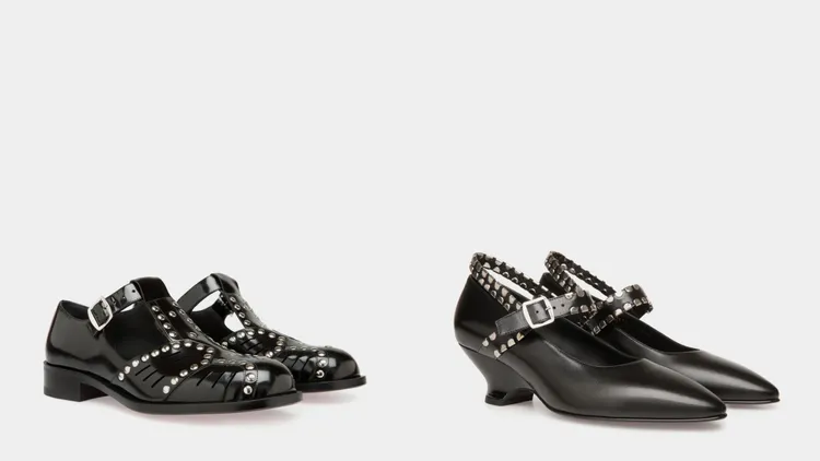 Bally Glendy 鉚釘涼鞋（左）3萬9200元、鉚釘瑪莉珍鞋（右）3萬7600元。品牌提供