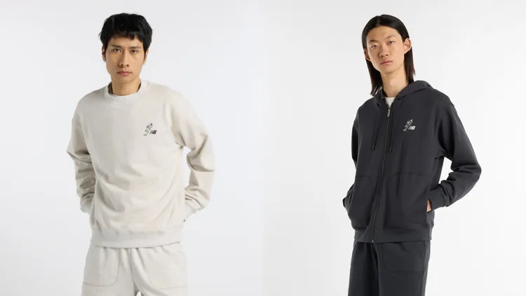 New Balance聯名大谷翔平系列長袖衛衣（左）2880元、連帽外套（右）3080元。品牌提供