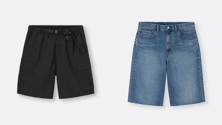 GU尼龍工作短褲（左）、男裝Jorts牛仔短褲（右），各790元。品牌提供