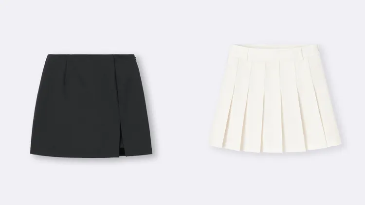 GU女裝開衩褲裙（左）、百褶褲裙（右），各690元。品牌提供