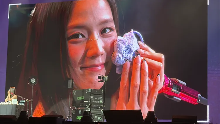 Jisoo跟周邊商品小灰塵寶寶合照。讀者提供