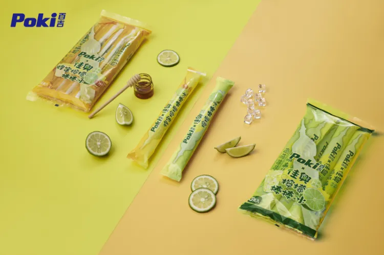 Poki百吉棒棒冰與花蓮必排「佳興檸檬汁」強強聯手，推出「佳興檸檬棒棒冰」、「佳興蜂蜜檸檬棒棒冰」。業者提供