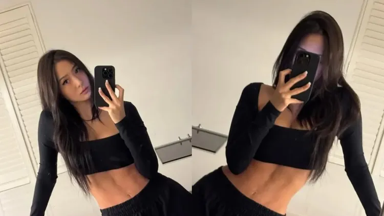 孫芸芸曬出自己的緊實平坦小腹以及川字腹肌。翻攝孫芸芸IG