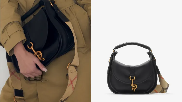 孫芸芸搭配的BURBERRY B Clip包款的正面口袋「b」字形夾扣呼應品牌標誌。左圖翻攝孫芸芸IG、右圖品牌提供