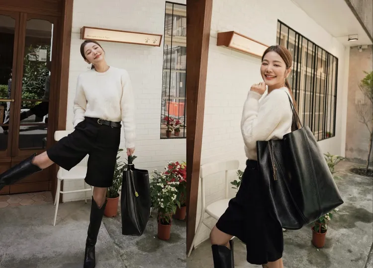 許路兒搭配Chloé Spin黑色大型托特包。翻攝許路兒IG