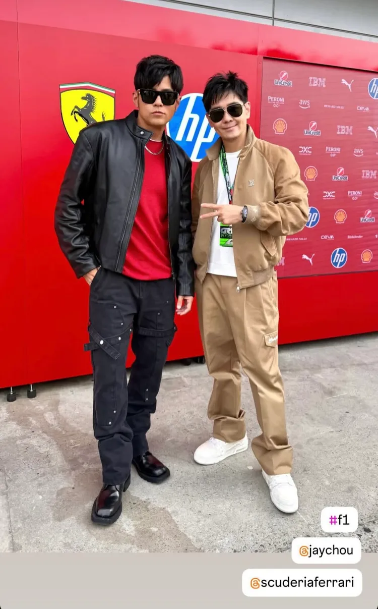 周杰倫（左）同框林志穎齊登F1中國大獎賽。圖／翻攝IG