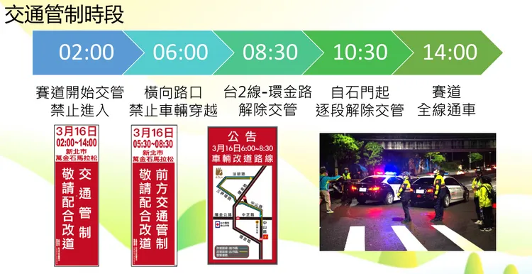 交通管制時段從16日凌晨2點到下午2點。警方提供