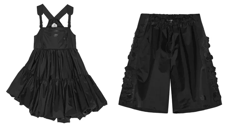 Cecilie Bahnsen X TNF SHARA機能連身裙（左）3萬8800元、ELLIE機能短褲（右）2萬7380元。品牌提供