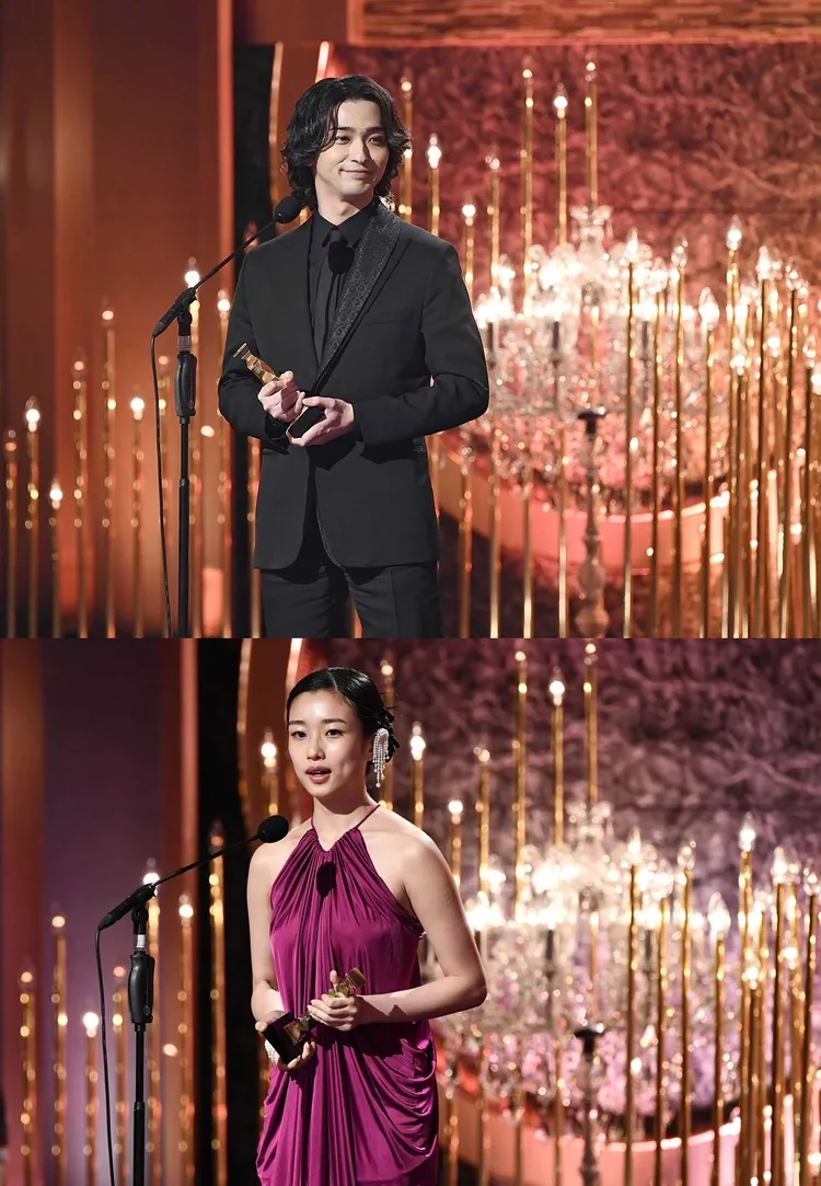 橫濱流星（上圖）以《嫌疑者的真相》奪得影帝，河合優實憑《那個女孩》封后。翻攝日刊體育