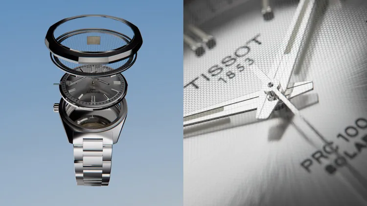 PRC 100 Solar太陽能腕錶以藍寶石水晶玻璃錶鏡搭載蜂窩結構透明太陽能板。品牌提供