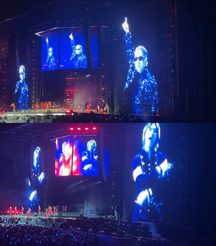 太陽、大聲在螢幕另類合體GD。讀者提供