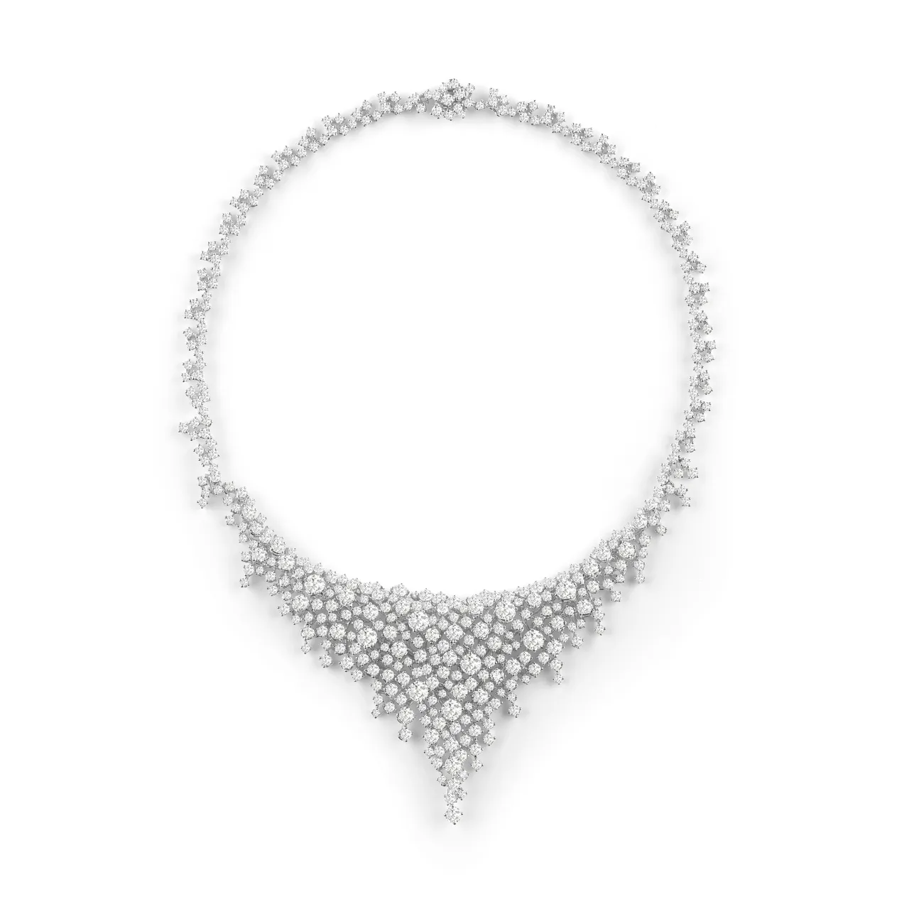 DAMIANI大師傑作Mimosa含羞草18K白金全鑽高級珠寶項鍊,鑲嵌436顆明亮式鑽石(總重32.29克拉),557萬元。品牌提供
