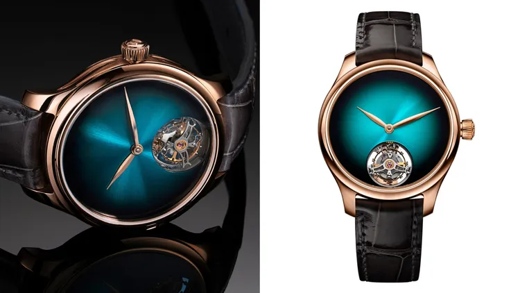 勇創者湖水藍陀飛輪腕錶，270萬元。品牌提供