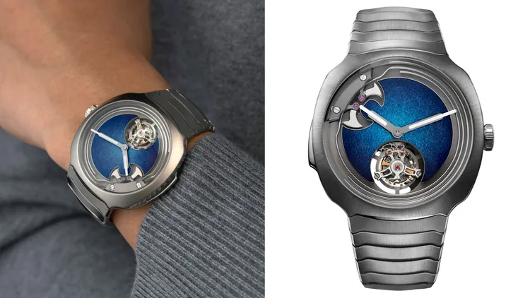 疾速者三問報時陀飛輪藍色琺瑯概念腕錶，1041萬6000元。品牌提供
