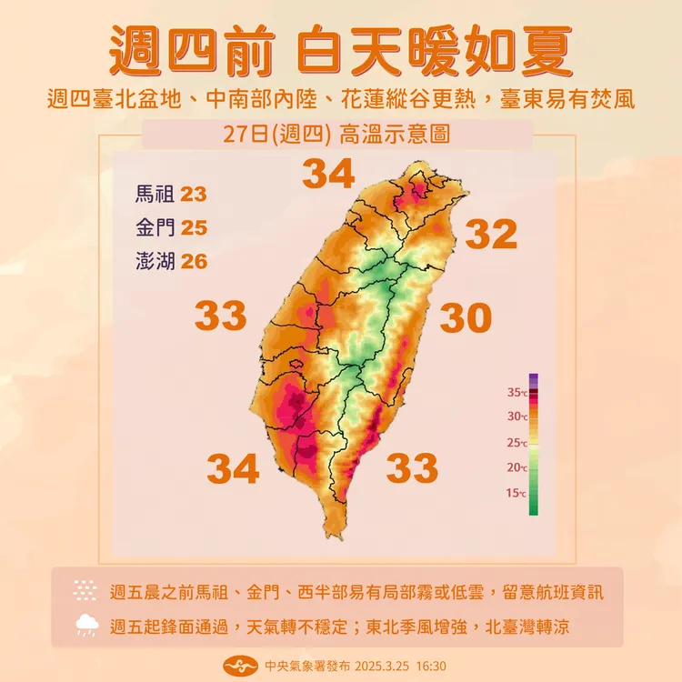 天氣提醒。氣象署提供