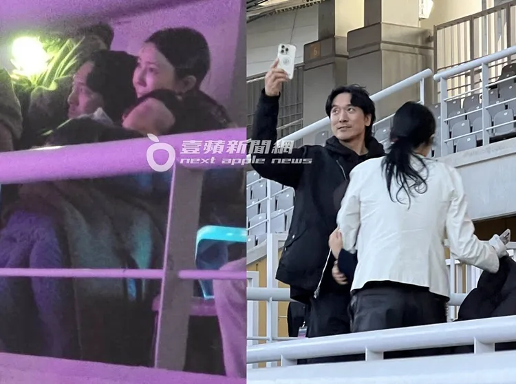 GD的姊夫金敏俊（右圖）開場前拿手機拍攝，姪子Eden裹著毛巾躺在媽媽懷中。讀者提供